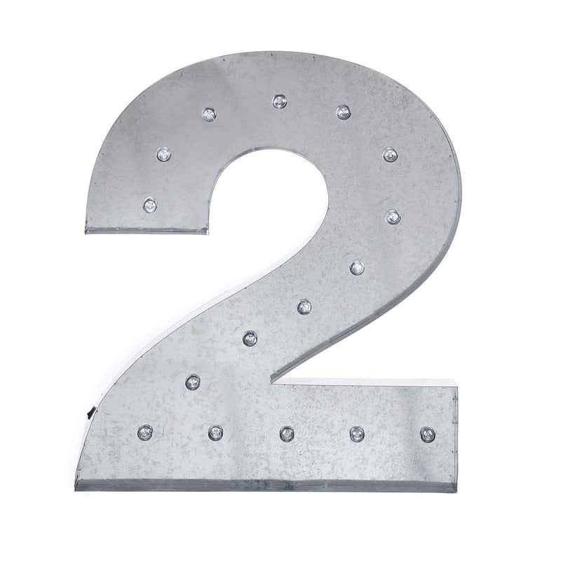 1.7 ft Lighted Metal Marquee Silver Light Up Numbers WOD_METLTR01_20_2