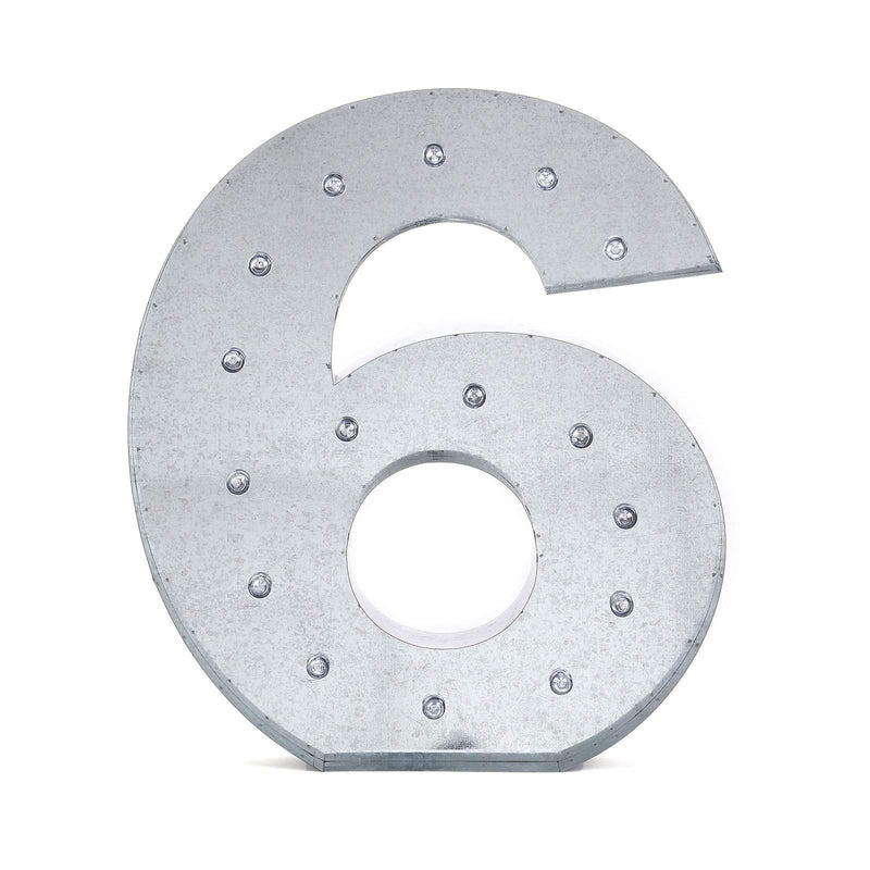 1.7 ft Lighted Metal Marquee Silver Light Up Numbers WOD_METLTR01_20_6