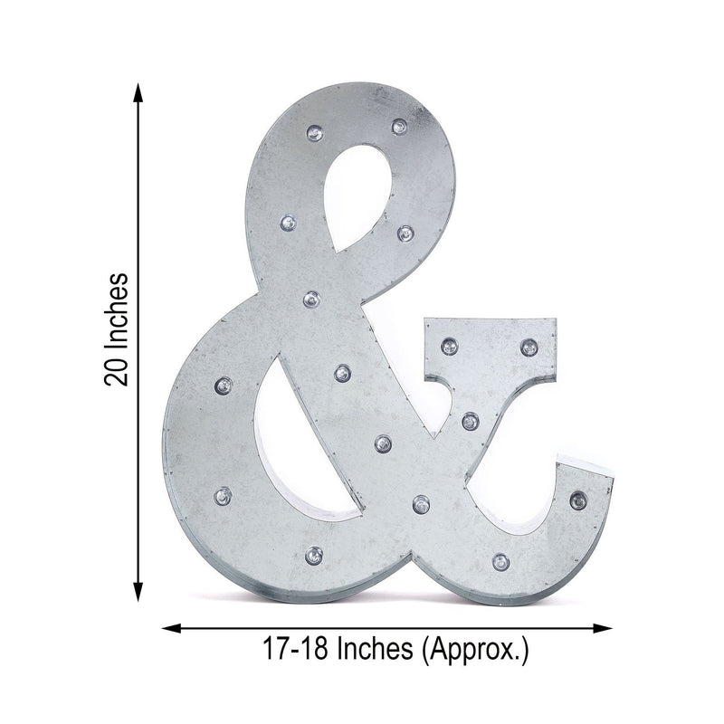 1.7 ft Lighted Metal Marquee Silver Light Up Symbols