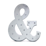 1.7 ft Lighted Metal Marquee Silver Light Up Symbols WOD_METLTR01_20_&