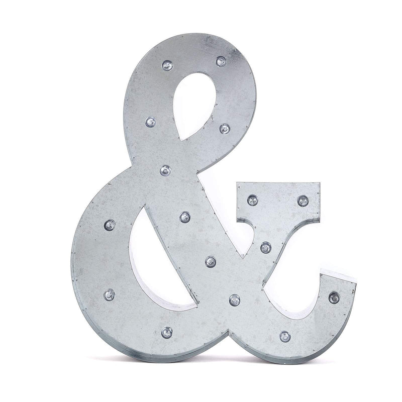 1.7 ft Lighted Metal Marquee Silver Light Up Symbols WOD_METLTR01_20_&