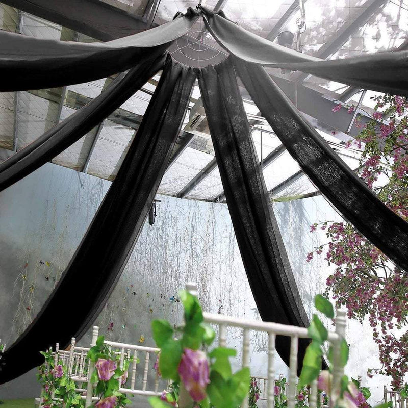 1 Panel 10 x 30 ft Premium Sheer Voile Ceiling Curtains Drapes CUR_PANORGZ_30_BLK