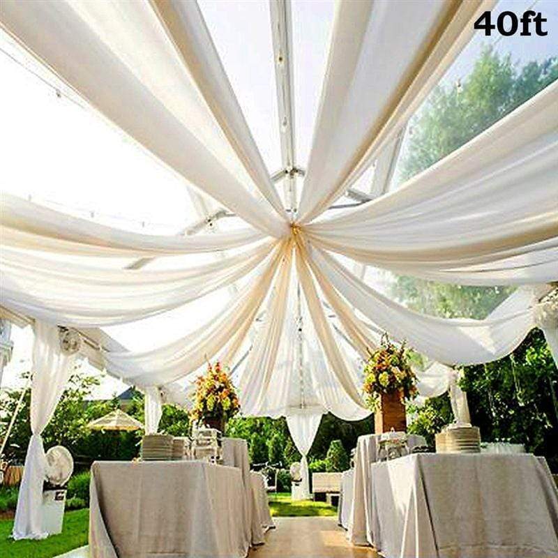 1 Panel 10 x 40 ft Premium Sheer Voile Ceiling Curtains Drapes CUR_PANORGZ_40_WHT