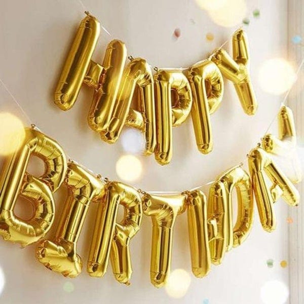 1 pc 16" Mylar Foil Balloon - Gold Letters