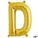 1 pc 16" Mylar Foil Balloon - Gold Letters BLOON_16GD_D