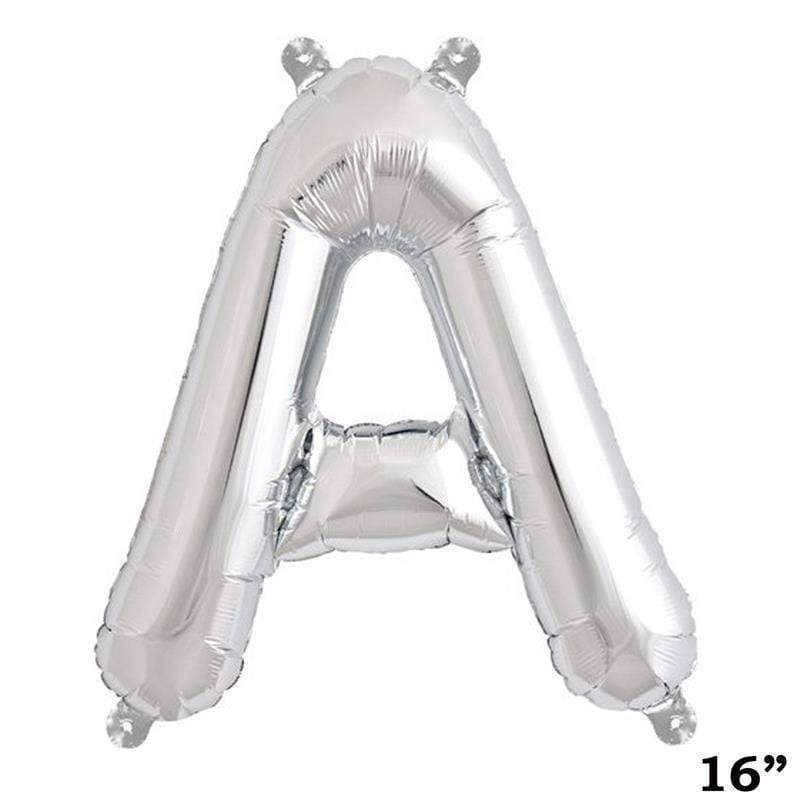 1 pc 16" Mylar Foil Balloon - Silver Letters BLOON_16S_A
