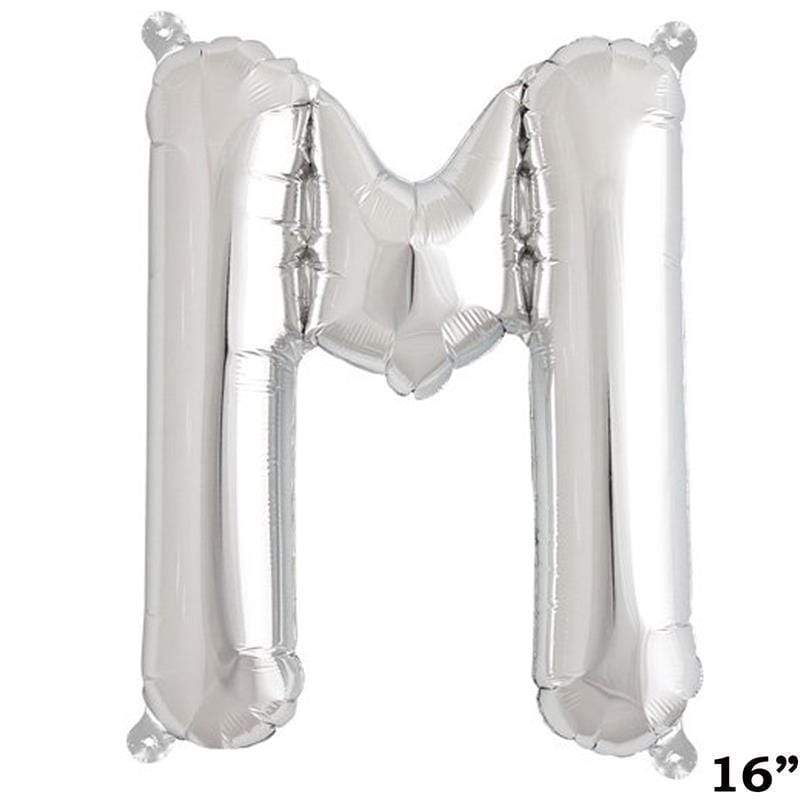 1 pc 16" Mylar Foil Balloon - Silver Letters BLOON_16S_M