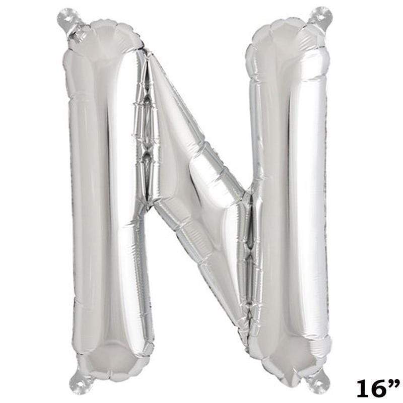 1 pc 16" Mylar Foil Balloon - Silver Letters BLOON_16S_N