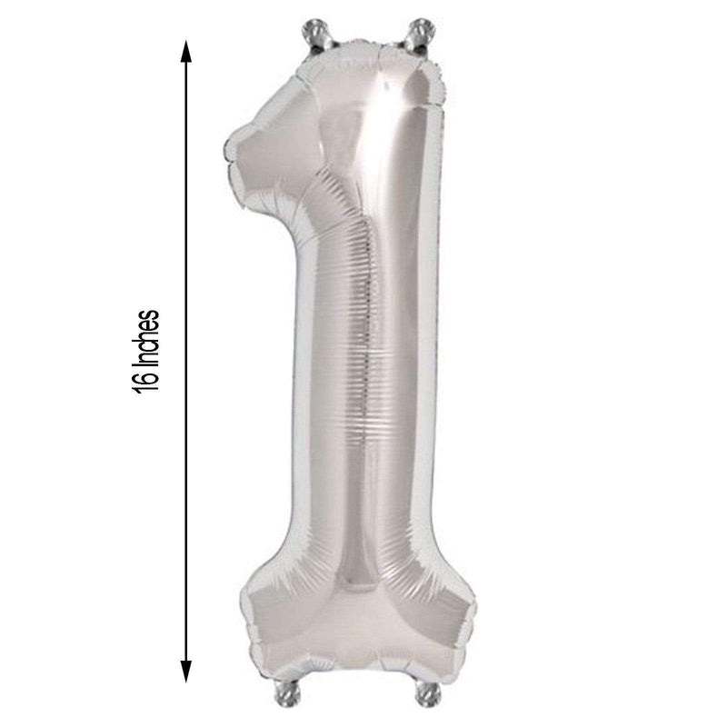 1 pc 16" Mylar Foil Balloon - Silver Numbers