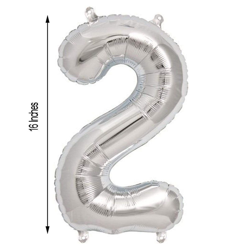 1 pc 16" Mylar Foil Balloon - Silver Numbers