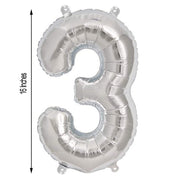 1 pc 16" Mylar Foil Balloon - Silver Numbers