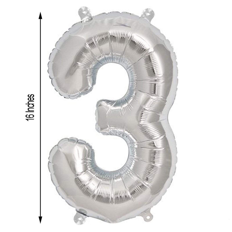 1 pc 16" Mylar Foil Balloon - Silver Numbers