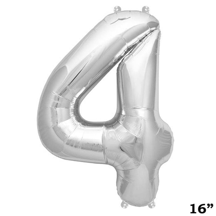 1 pc 16" Mylar Foil Balloon - Silver Numbers BLOON_16S_4