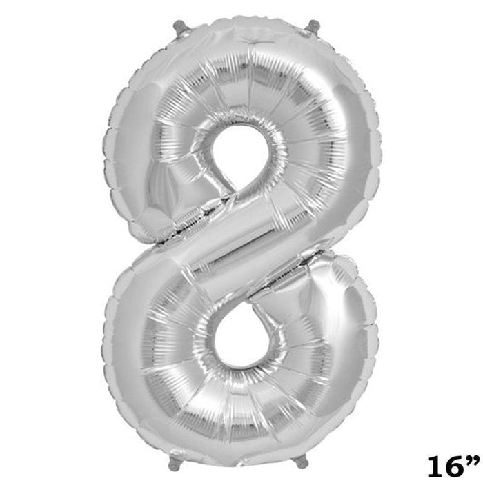 1 pc 16" Mylar Foil Balloon - Silver Numbers BLOON_16S_8