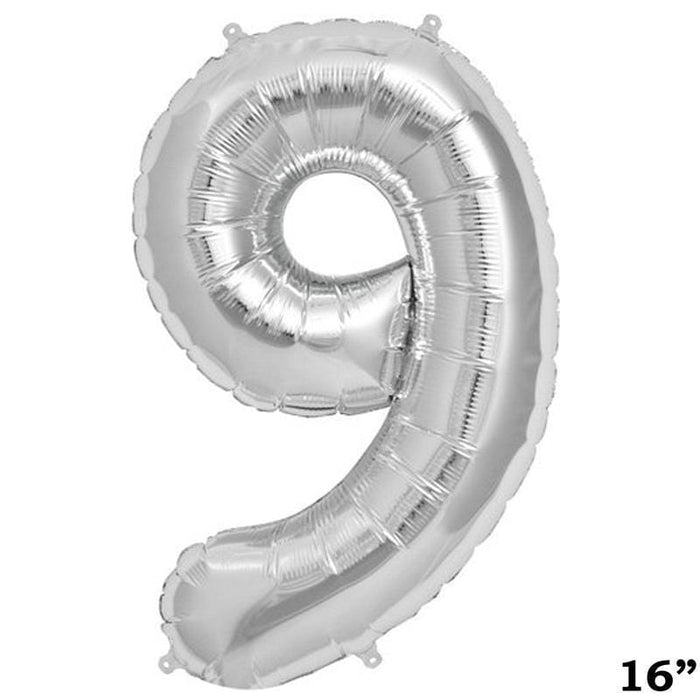 1 pc 16" Mylar Foil Balloon - Silver Numbers BLOON_16S_9