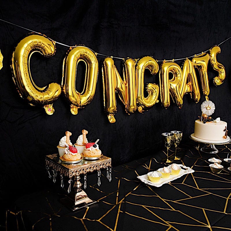 1 set 13" Congrats Mylar Foil Balloon Banner - Gold BLOON_LTR_GRATS_14_GOLD