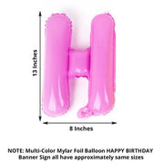 1 set 13" Happy Birthday Mylar Foil Balloon Banner - Assorted BLOON_LTR_HBD_13_MULTI