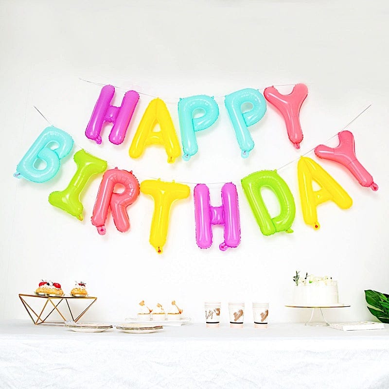 1 set 13" Happy Birthday Mylar Foil Balloon Banner - Assorted BLOON_LTR_HBD_13_MULTI