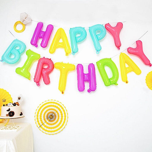 1 set 13" Happy Birthday Mylar Foil Balloon Banner - Assorted BLOON_LTR_HBD_13_MULTI