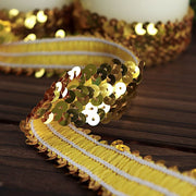 1" x 10 yards Metallic Sequin Fabric Ribbon with Stretchable Lace Trim