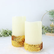 1" x 10 yards Metallic Sequin Fabric Ribbon with Stretchable Lace Trim