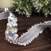 1" x 10 yards Metallic Sequin Fabric Ribbon with Stretchable Lace Trim