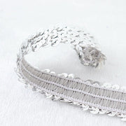 1" x 10 yards Metallic Sequin Fabric Ribbon with Stretchable Lace Trim