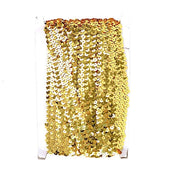 1" x 10 yards Metallic Sequin Fabric Ribbon with Stretchable Lace Trim RIB_02_1_GOLD