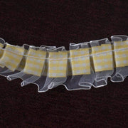 1" x 25 yrd Gingham Organza and Satin Ruffle Trim - Ivory/Yellow RUF_08_IVR