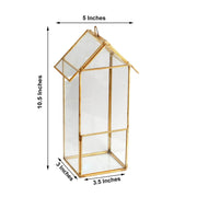10.5" tall Geometric Glass Terrarium Vase with Metal Frame - Clear with Gold GLAS_VASE008_GOLD