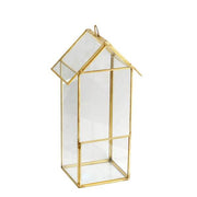 10.5" tall Geometric Glass Terrarium Vase with Metal Frame - Clear with Gold GLAS_VASE008_GOLD