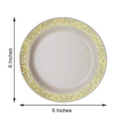 10 6" Round Dessert Plates with Trim - Disposable Tableware
