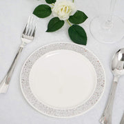 10 6" Round Dessert Plates with Trim - Disposable Tableware