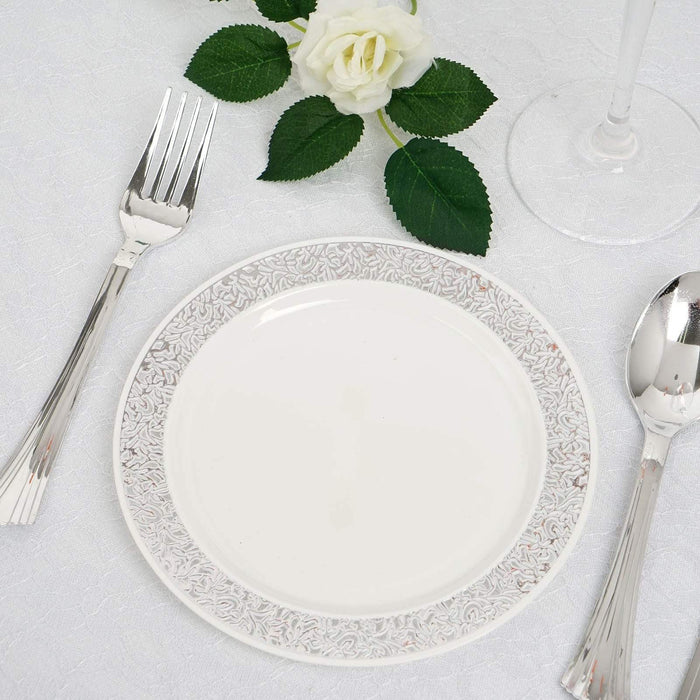 10 6" Round Dessert Plates with Trim - Disposable Tableware