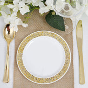 10 6" Round Dessert Plates with Trim - Disposable Tableware