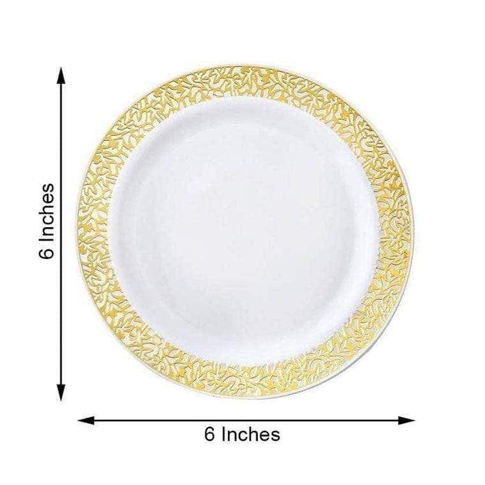 10 6" Round Dessert Plates with Trim - Disposable Tableware
