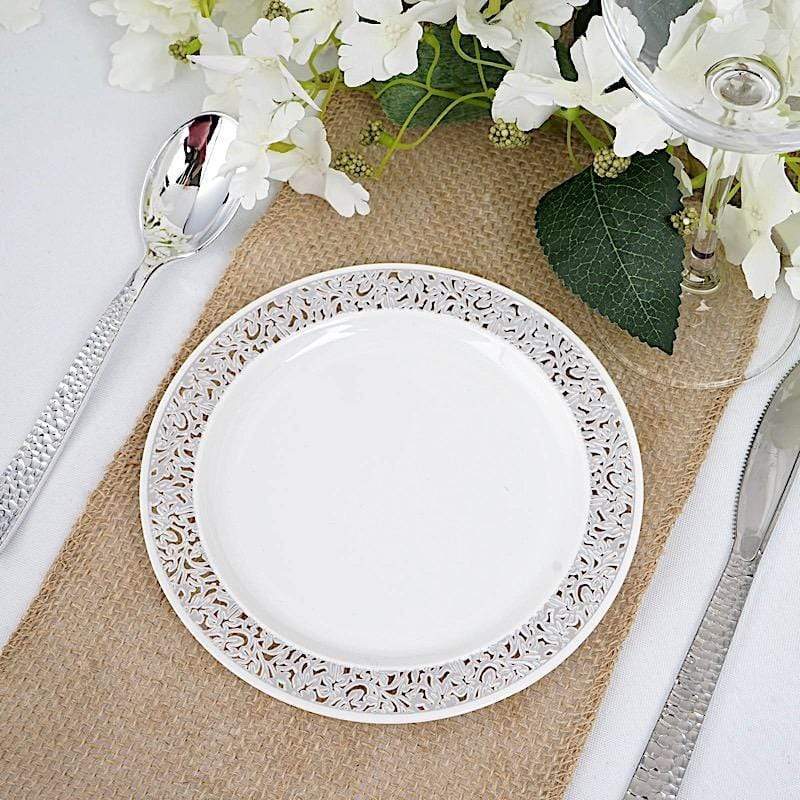 10 6" Round Dessert Plates with Trim - Disposable Tableware