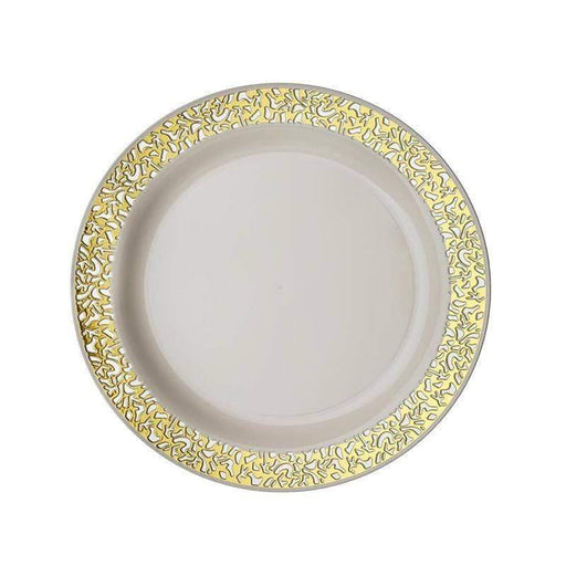 10 6" Round Dessert Plates with Trim - Disposable Tableware PLST_PLA0018_IVRG