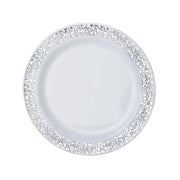 10 6" Round Dessert Plates with Trim - Disposable Tableware PLST_PLA0018_WHTS