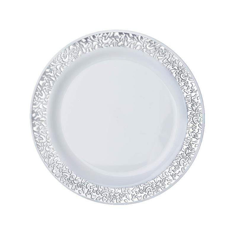 10 6" Round Dessert Plates with Trim - Disposable Tableware PLST_PLA0018_WHTS