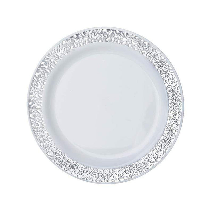 10 6" Round Dessert Plates with Trim - Disposable Tableware PLST_PLA0018_WHTS