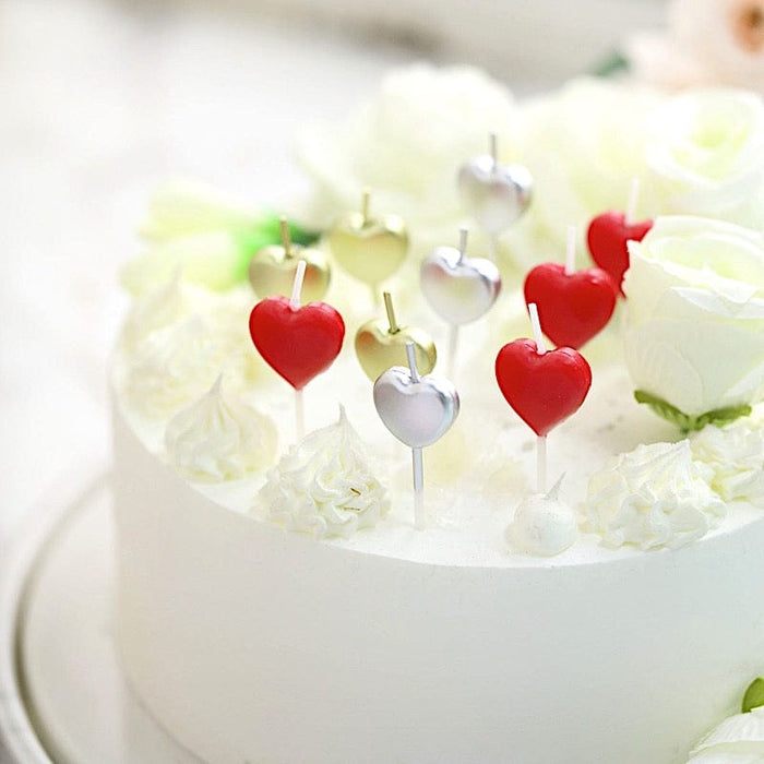 10 Birthday Cake Candles Dessert Topper with Heart Design - Assorted CAKE_TOP_CAND_01_MULTI