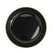 10 Black Round Plastic Salad and Dinner Plates with Gold 3D Dotted Rim - Disposable Tableware DSP_PLR0017_10_BKGD