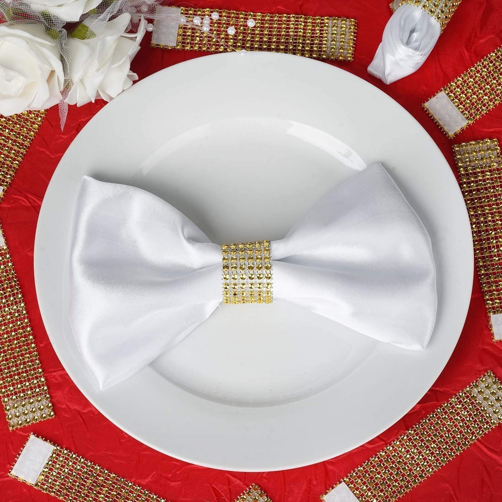 10 Diamond Rhinestone Mesh Napkin Rings