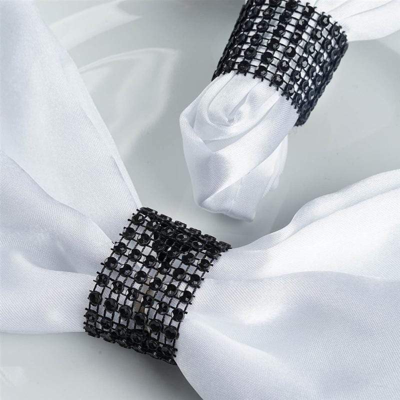 10 Diamond Rhinestone Mesh Napkin Rings NAP_RING07_BLK