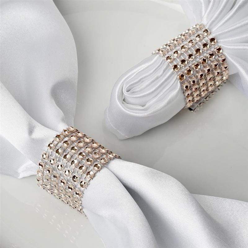 10 Diamond Rhinestone Mesh Napkin Rings NAP_RING07_CHMP
