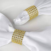 10 Diamond Rhinestone Mesh Napkin Rings NAP_RING07_GOLD