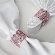10 Diamond Rhinestone Mesh Napkin Rings NAP_RING07_PINK