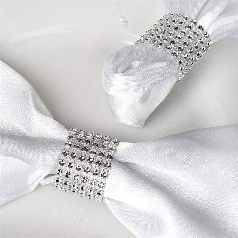 10 Diamond Rhinestone Mesh Napkin Rings NAP_RING07_SILV
