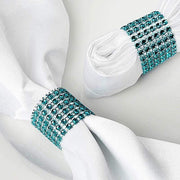10 Diamond Rhinestone Mesh Napkin Rings NAP_RING07_TURQ